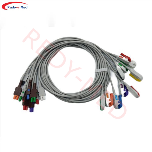 Compatible With GE CASE stress test, 10 Leadwires with grabbers, IEC,2104749-001